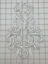 Applique - Silver Corded Lace Applique White  2 Pieces Dyeable! Only One Set Left!